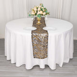 12x108inch Black Gold Wave Mesh Table Runner With Embroidered Sequins