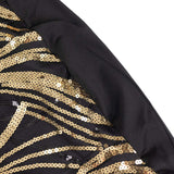 Black Gold Wave Embroidered Sequin Cocktail Spandex Table Cover