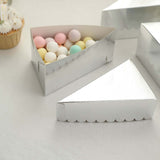 10 Pack | 5x3inch Metallic Silver Single Slice Paper Cake Boxes