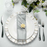 5 Pack | Silver Accordion Crinkle Taffeta Dinner Napkins | 20x20Inch