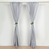 2 Pack Silver Polyester Event Curtain Drapes, 10ftx8ft Backdrop Event Panels With Rod Pockets