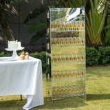 5ft Silver Mirror Finish 5-Tier 40 Champagne Glass Holder Wall Stand, Foam Board Wine Glass Standing