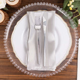 5 Pack Silver Striped Satin Linen Napkins, Wrinkle-Free Reusable Wedding Napkins