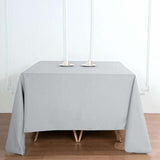 Silver Polyester Square Tablecloth 90x90 Inch