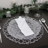 6 Pack | 15inch Silver Metallic String Woven Placemats, Round Table Mats