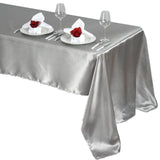 60"x126" Silver Satin Rectangular Tablecloth