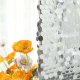 6ft Sparkly Silver Double Sided Big Payette Sequin Chiara Backdrop Stand Cover For Fitted Round Top 