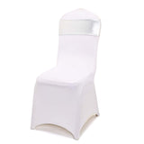 5 pack Metallic Silver Spandex Chair Sashes With Attached Round Diamond Buckles