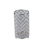 Silver Crystal Beaded Pillar Votive Candle Holder Set, Multipurpose Crystal Flower Stem Vase