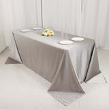 90x132inch Shimmer Silver Premium Scuba Rectangle Tablecloth, Wrinkle Free Seamless Polyester