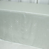 Scuba Rectangular Tablecloth 90×156inch Pearl White Rhinestone Accents – Seamless, Wrinkle-Free