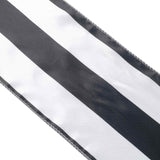 5 Pack | 6" x 108 " | Black & White | Stripe Satin Chair Sashes