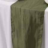 12x108inch Dusty Sage Green Accordion Crinkle Taffeta Linen Table Runner