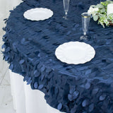 72x72inch Navy Blue 3D Leaf Petal Taffeta Fabric Table Overlay