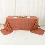 Terracotta (Rust) Accordion Crinkle Taffeta Seamless Rectangular Tablecloth - 90x156inch