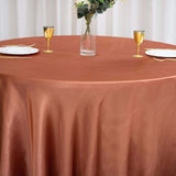 120Inch Terracotta (Rust) Seamless Satin Round Tablecloth