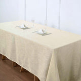 90inch x 132inch Beige Rectangular Tablecloth, Linen Table Cloth With Slubby Textured, Wrinkle Resistant