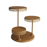 3-Tier Gold Metal Cake Stand with Hollow Lace Design, Cupcake Tower Dessert Display Stand