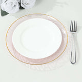 10 Pack Transparent Blush Hammered Plastic Party Plates With Gold Rim