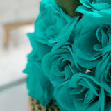 12inch Turquoise Artificial Velvet-Like Fabric Rose Flower Bouquet Bush