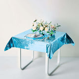 50 inch x 50 inch Turquoise Metallic Foil Square Tablecloth, Disposable Table Cover