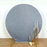 7.5ft Dusty Blue Soft Velvet Fitted Round Wedding Arch Cover