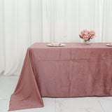 90x132inch Dusty Rose Seamless Premium Velvet Rectangle Tablecloth, Reusable Linen