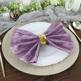 5 Pack | Violet Amethyst Accordion Crinkle Taffeta Dinner Napkins | 20x20Inch