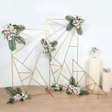 6ft Tall Gold Metal Rectangular Geometric Flower Frame Prop Stand