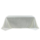 Scuba Rectangular Tablecloth 90×132inch Pearl White Rhinestone Accents – Seamless, Wrinkle-Free