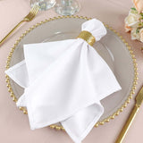 5 Pack | White 200 GSM Premium Polyester Dinner Napkins, Seamless Cloth Napkins