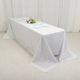 90x156inch White Fire Retardant Tablecloth, Seamless Premium Polyester Rectangular Table Cover