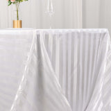 90x132inch White Satin Stripe Seamless Rectangular Tablecloth