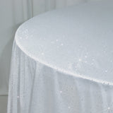 Scuba Round Tablecloth 132 White with Rhinestone Accents – Seamless, Wrinkle-Free