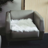 20inch Soft White Faux Sheepskin Fur Square Seat Cushion Cover, Small Shag Area Rug