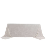 90"x156" White Seamless Premium Crushed Velvet Rectangular Tablecloth for 8 Foot Table