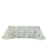 Polyester 90x132inch Rectangle Tablecloth White - Seamless Dusty Sage Green French Toile Pattern