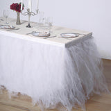 21FT White 4 Layer Tulle Tutu Pleated Table Skirts