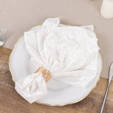 5 Pack White Premium Crushed Velvet Linen Napkins, Decorative Soft Cloth Dinner Napkins - 20x20inch