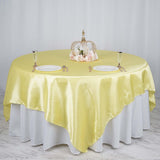 90"x90" Yellow Satin Square Table Overlay