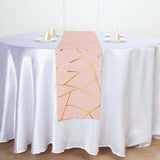 9ft Blush / Rose Gold With Gold Foil Geometric Pattern Table Runner