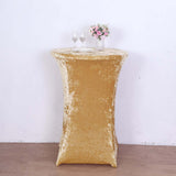 Champagne Crushed Velvet Spandex Fitted Round Highboy Cocktail Table Cover