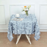 54" Dusty Blue 3D Leaf Petal Taffeta Fabric Square Tablecloth