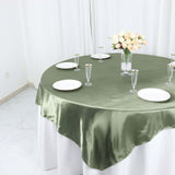 72"x72" Dusty Sage Green Satin Square Table Overlay