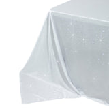 Scuba Rectangular Tablecloth 90×156inch White Rhinestone Accents – Seamless, Wrinkle-Free