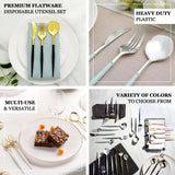 Metallic Gold Modern Silverware Set, Premium Plastic Cutlery Set With Rose Gold Handle - 8Inch