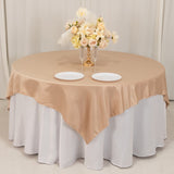 72x72inch Nude Lamour Satin Table Overlay, Square Tablecloth Topper