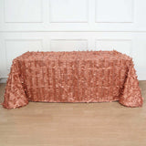 Terracotta (Rust) 3D Leaf Petal Taffeta Fabric Seamless Rectangle Tablecloth - 90x156inch