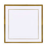 10 Pack - 10inch Gold Trim White Square Plastic Disposable Dinner Plates#whtbkgd