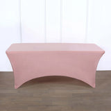 Dusty Rose Stretch Spandex Rectangle Tablecloth 8ft Wrinkle Free Fitted Table Cover